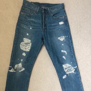 Levi’s 501 cropped distressed jeans